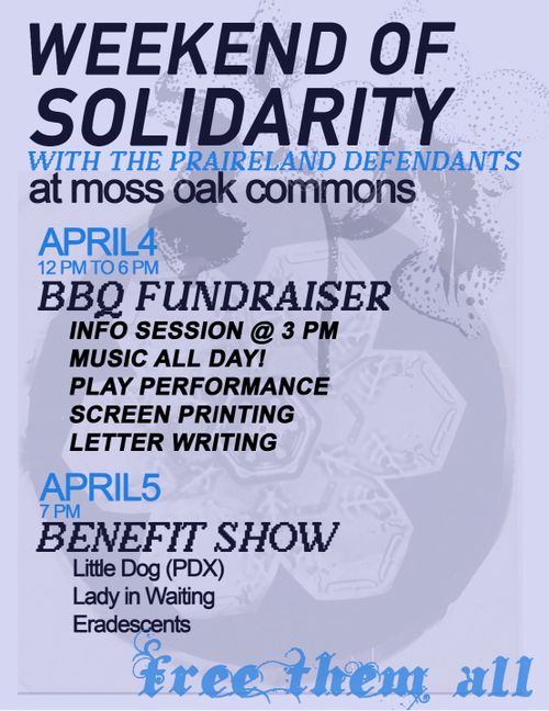 Prairieland Weekend of Solidarity Fundraiser Concert:  Lady in Waiting, Little Dog (Portland), Eradescents